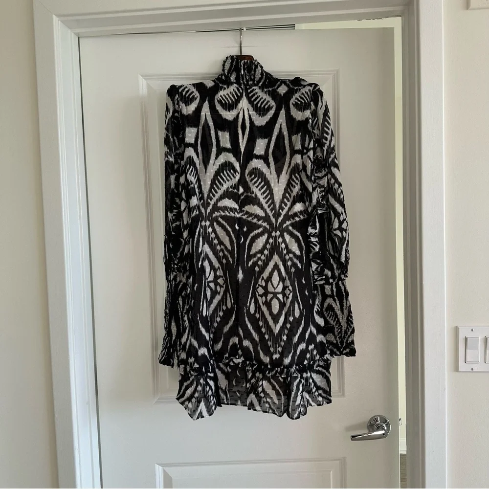 Farm Rio Pineapple Ikat Black Mini Dress